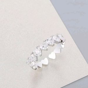 New silver zircon heart decor Cuff ring